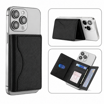 Slim Tri-Fold MagSafe Leather Wallet With Stand