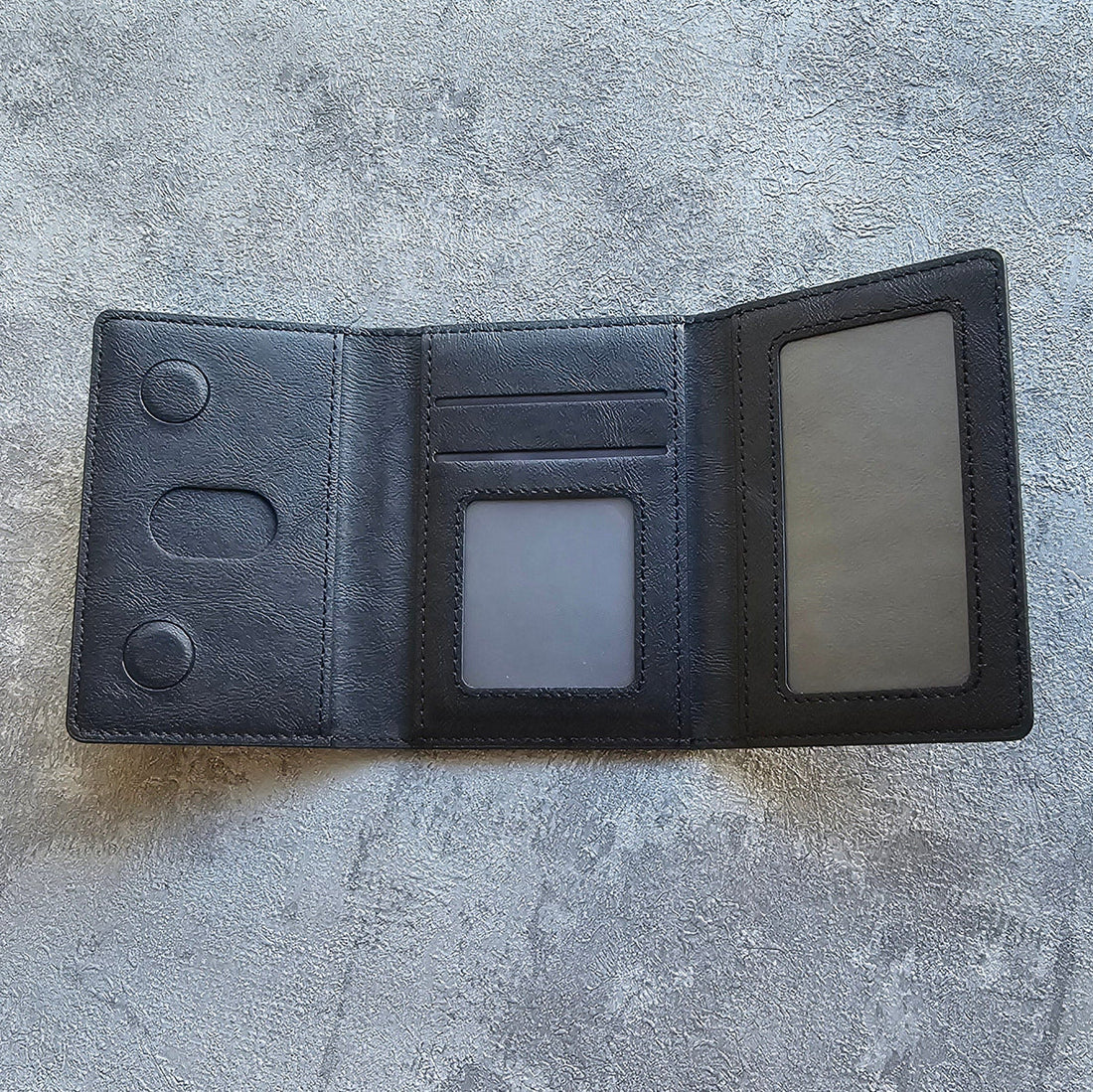Slim Tri-Fold MagSafe Leather Wallet With Stand