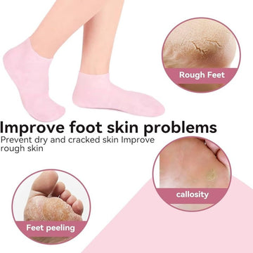 Silicone Socks Silicone Gel Sock Silicone Moisturizing Sock Silicone Heel Sock ( Pack of 2 )